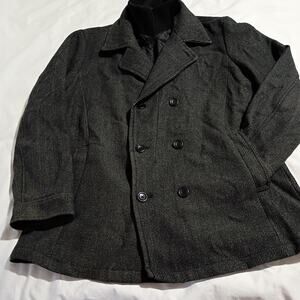 American Rag XL Men's Wool Herringbone Charcoal Grey Winter-Weight Coat Pockets